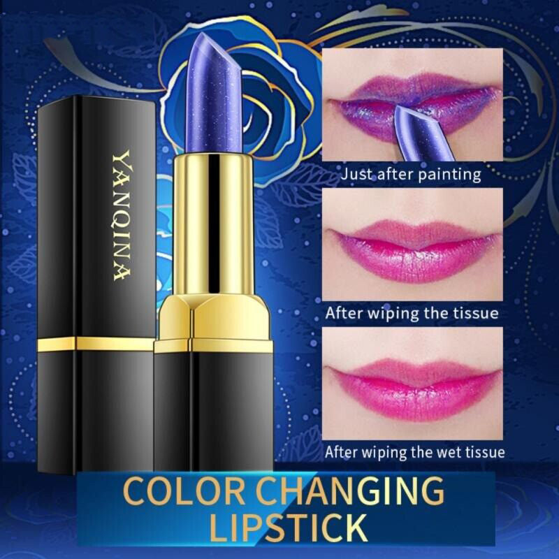 Temperature Color Change Lipstick Blue Shimmer Lipstick Blue Changed Into Pink Lip Stain Gloss Moisturizing Lip Balm Tint Makeup