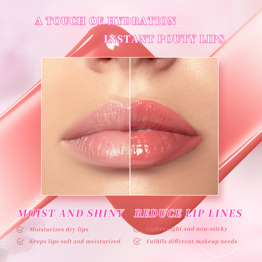 Mirror Lip Gloss Liquid Lipstick Watery Clear Lip Glaze Moisturizing Lasting Lip Glaze Non-Sticky Plump Lip Tint Makeup