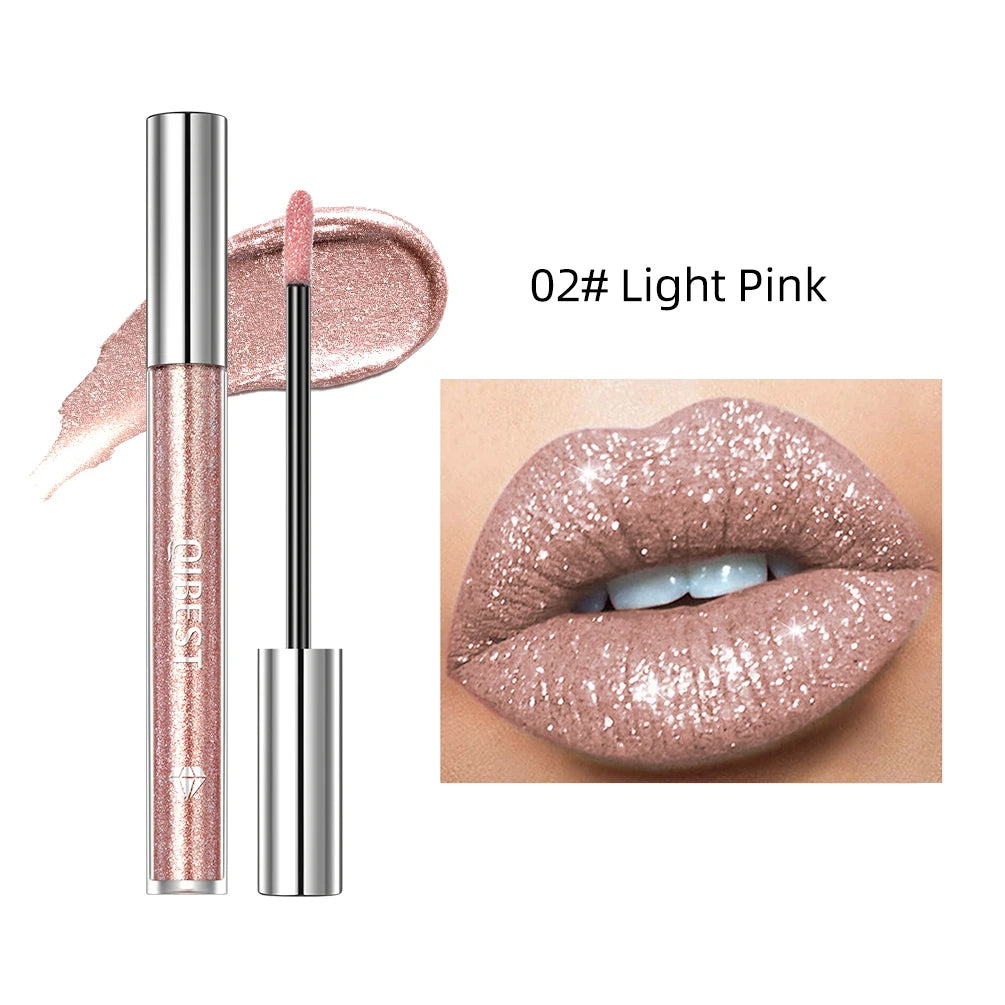 6 Colors Sparkling Liquid Lipstick Lip Gloss Moisturizing Long-Lasting Makeup Gray Diamond Waterproof Lip Tint Cosmetics