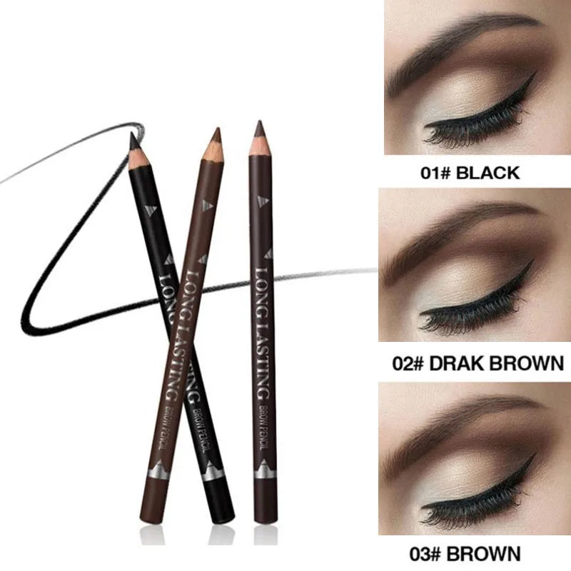 6pcs 3 colors Long Lasting Waterproof Eyebrow Pencils Double Use Wooden Pole Eyeliner Permanent Makeup Tattoo Accessories