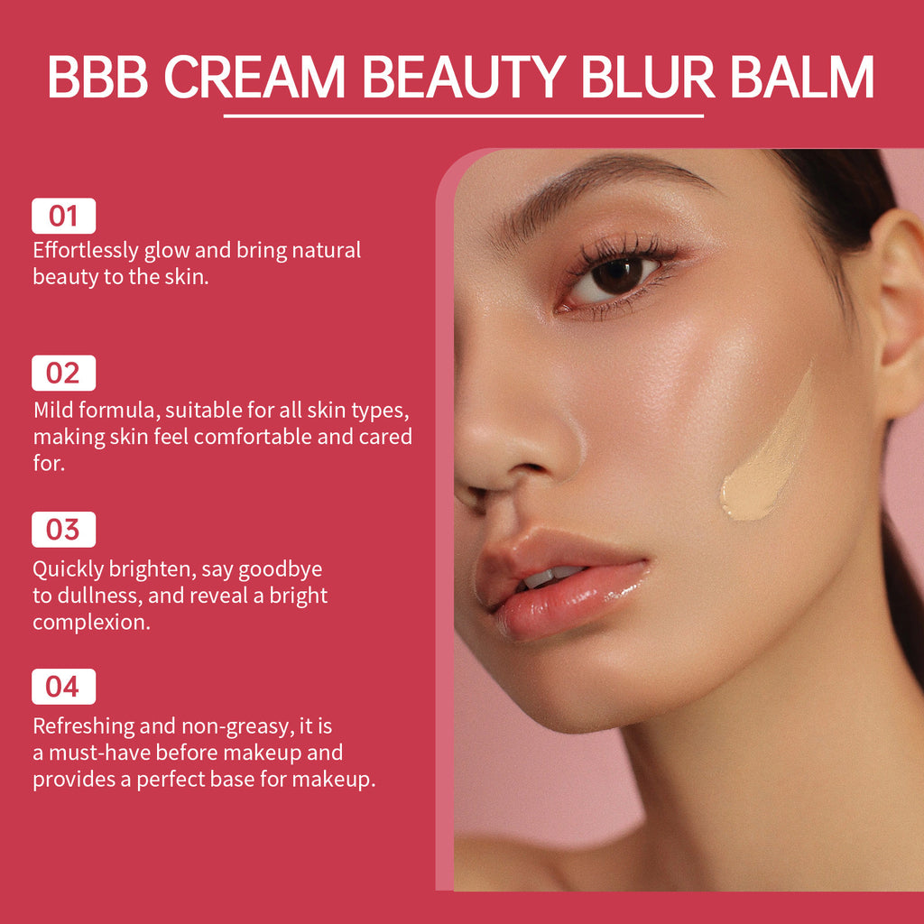 Moisturizing BB Cream Flawless Even Skin Tone Brighten Smooth Lightweight Refreshing Long Lasting Hydration Whitening Concealer