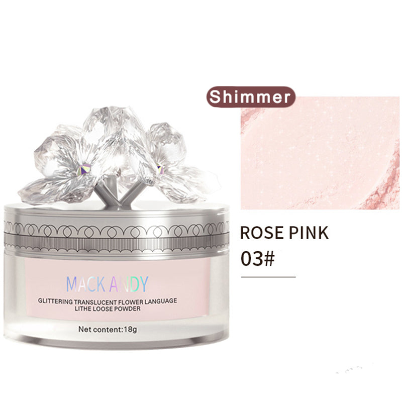 Crystal Flower Setting Powder Oil Control Compact Waterproof Powder Exquisite Translucent Face Powder Dupe Makeup Large Capacity