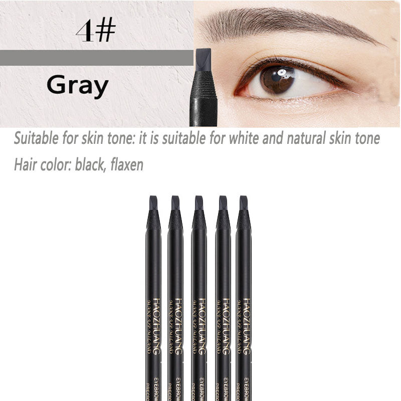 5PCS Haozhuang Eyebrow Pencil Brown Wholesale Cosmetic Pencil Natural Waterproof Long-Lasting Tattoo Brush Makeup Set Beauty