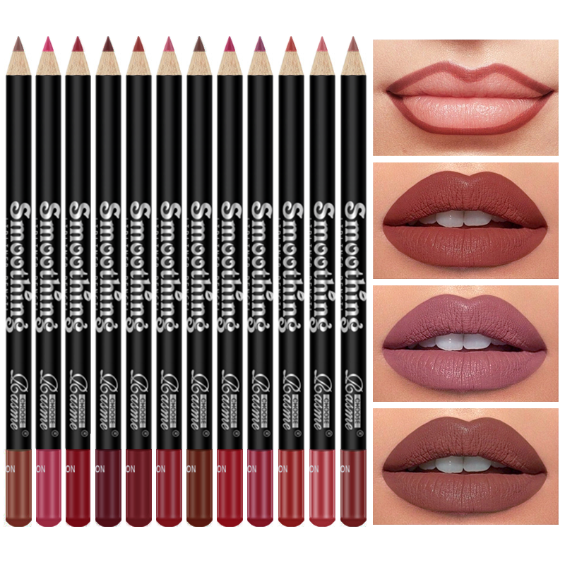 12-color Lip Liner Matte Lipstick Pencil Long-lasting Makeup Lip Liner Valentine gift 12pcs