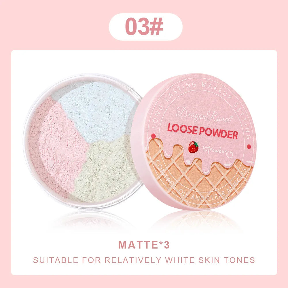 3Color Matte Face Loose Powder Waterproof Oil Control Facial Makeup Powder Natural Smooth Pearlescent Setting Powder Brightening