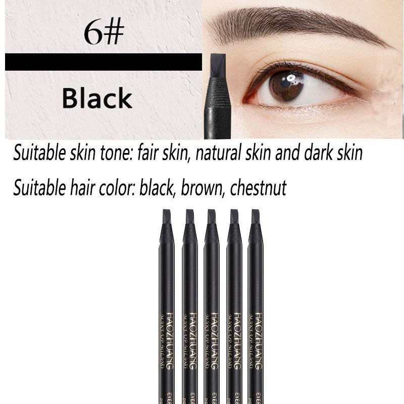 5PCS Haozhuang Eyebrow Pencil Brown Wholesale Cosmetic Pencil Natural Waterproof Long-Lasting Tattoo Brush Makeup Set Beauty