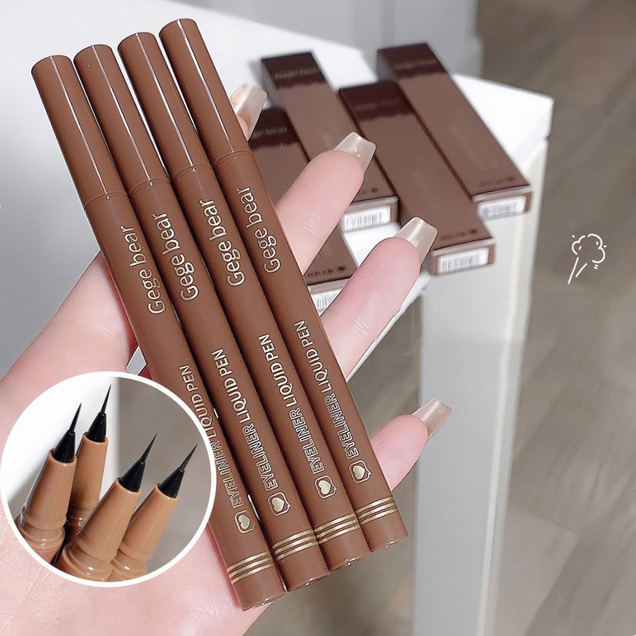 Liquid Eyeliner Pen Waterproof Smudge-proof Fast and Precise Makeup Quick and Smooth Drying Lower Eyelash Pen