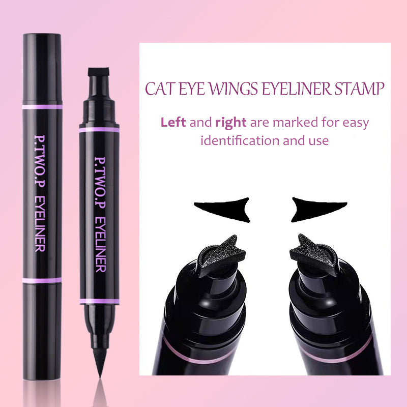 2 Pcs/Box Black Eyeliner Liquid Pencil Cat Eye Wings Eyeliner Stamp Waterproof Quick Drying Long Lasting for Eye Makeups