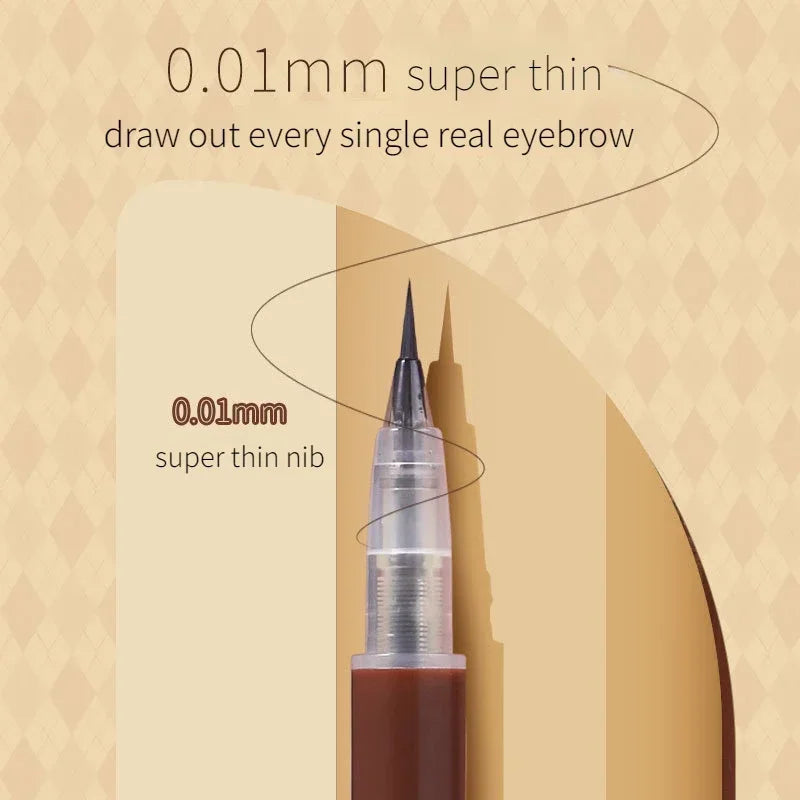 Thin Liquid Eyebrow Pen 0.01mm Waterproof Sweat-Proof Colorfast Easy-To-Draw Brown & Grey Eyebrow Pencil