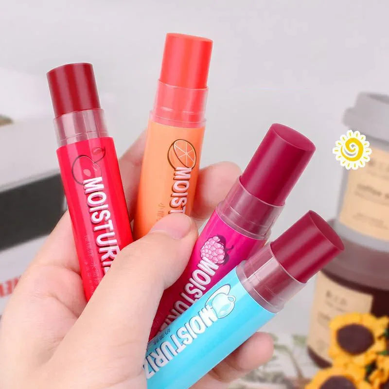 Fruit Lip Balm Set Moisturizing Clear Lip Primer Mask Cute Jelly Tinted Lip Gloss Stick Lighten Lines Plump Lips Care