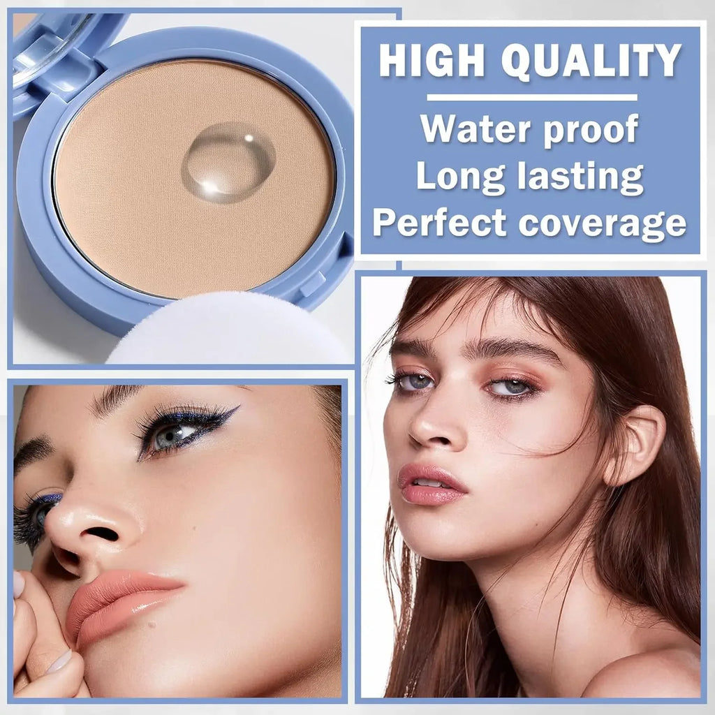Long-Lasting Waterproof Silk Soft Mist Powder Cake Smooth Pressed Face Powder Oil Control Lady Polvo Texture for Makeup