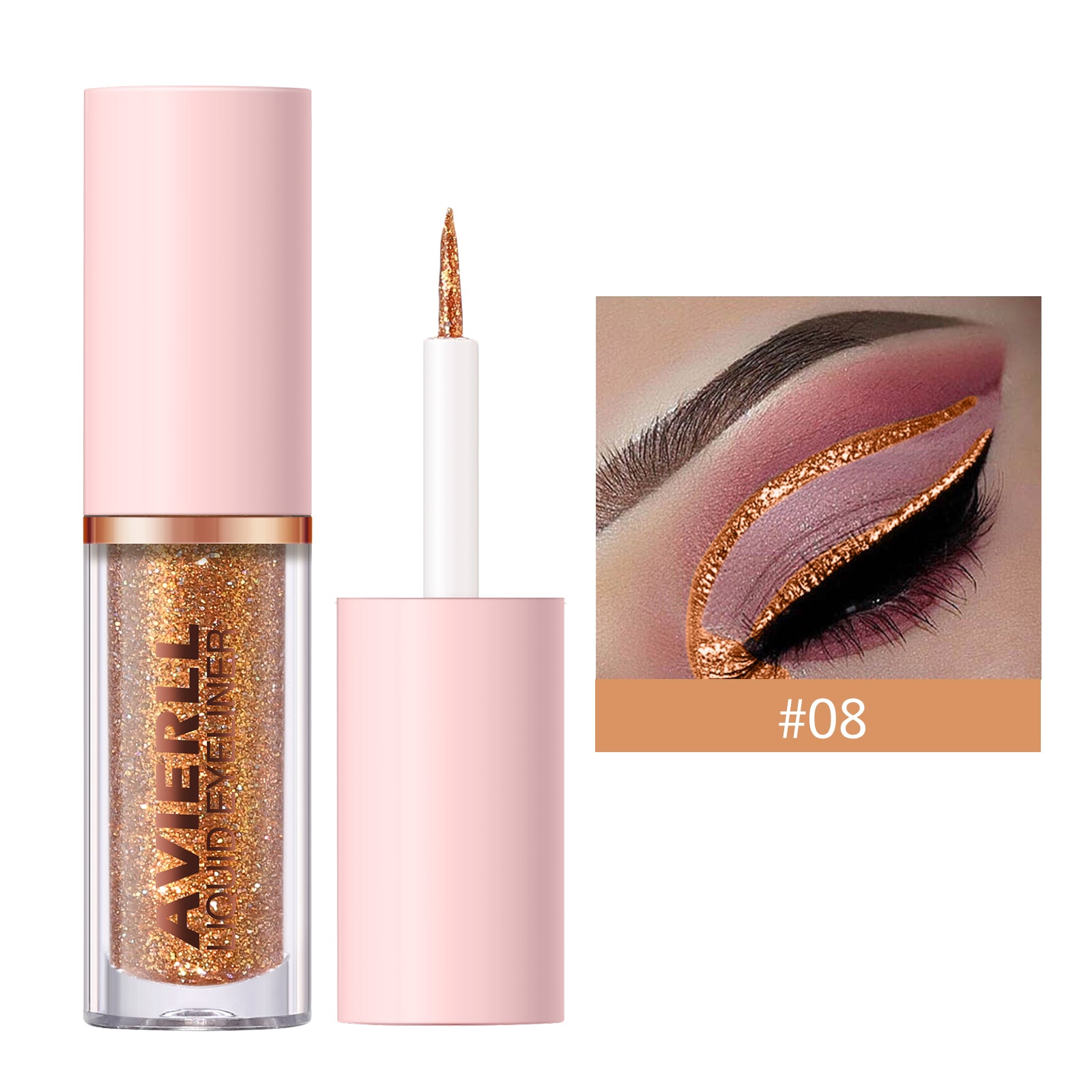 Glitter Liquid Eyeliner Pen - Long-Lasting  Smudge-Proof  Waterproof  Fast-Drying Easy-to-Use Eye Makeup with Golden Colour
