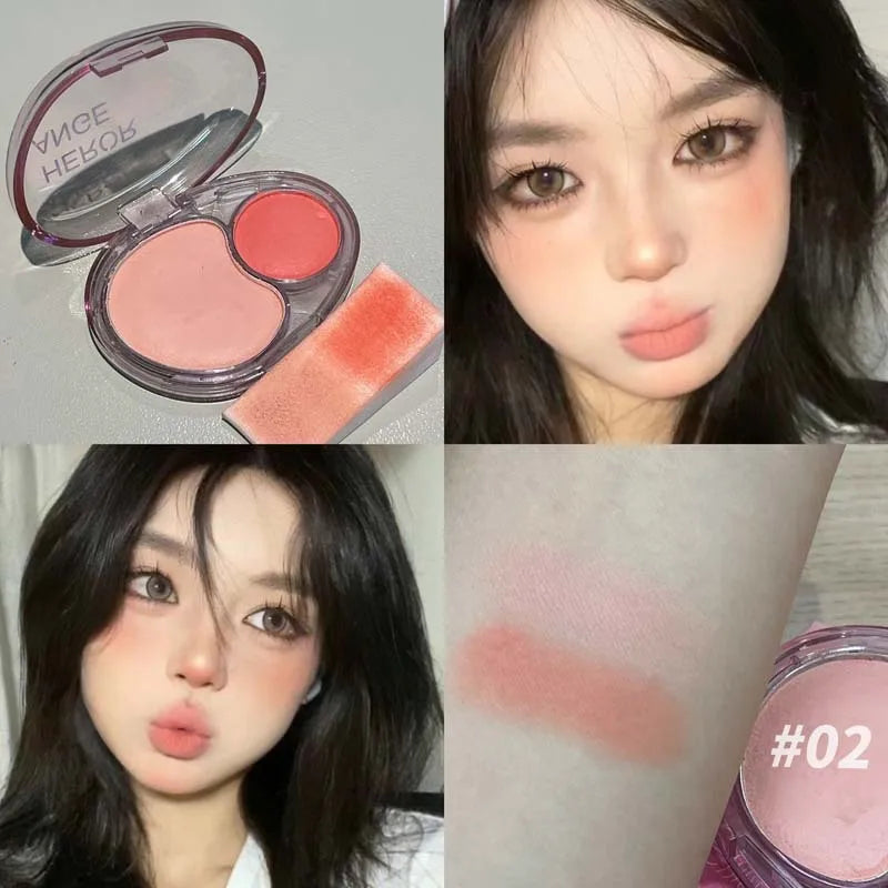 Two-tone Blusher Cream Vibrant Red Pink Cheek & Lip Mud Shrink Expansion Grey Rose Color Natural Nude Brown Makeup Matte Rouge