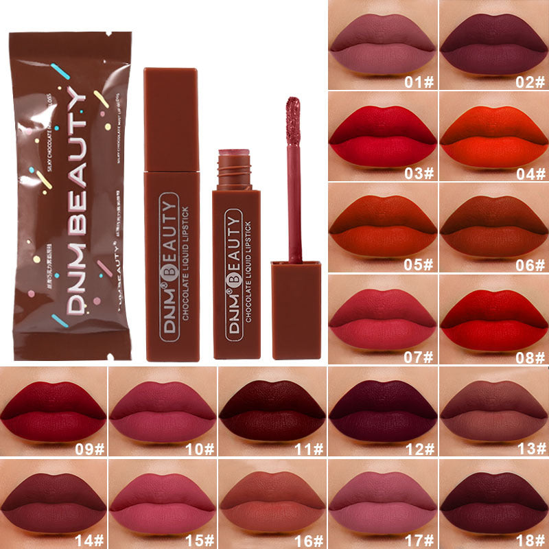 Chocolate Matte Nude Liquid Lipstick Moisture Velvet Dark Red Lip Tint Lasting Non Stain Lipstick Lip Gloss