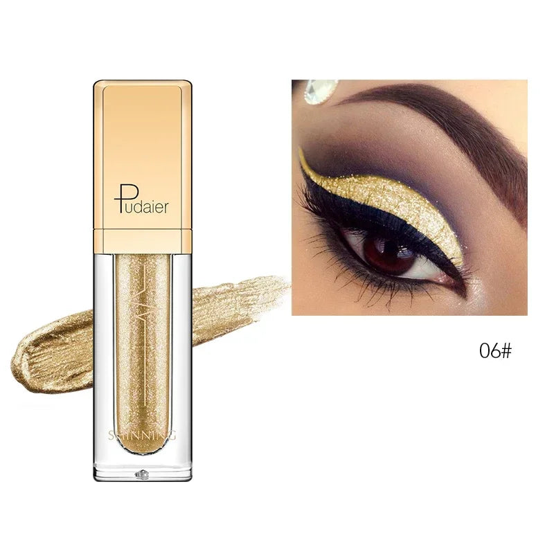 New Make Up Liquid Eyeshadow Waterproof Glitter Pigments Purple Gold Metalic Women Beauty Gel Eye Shadow Cream 18 Colors Makeup