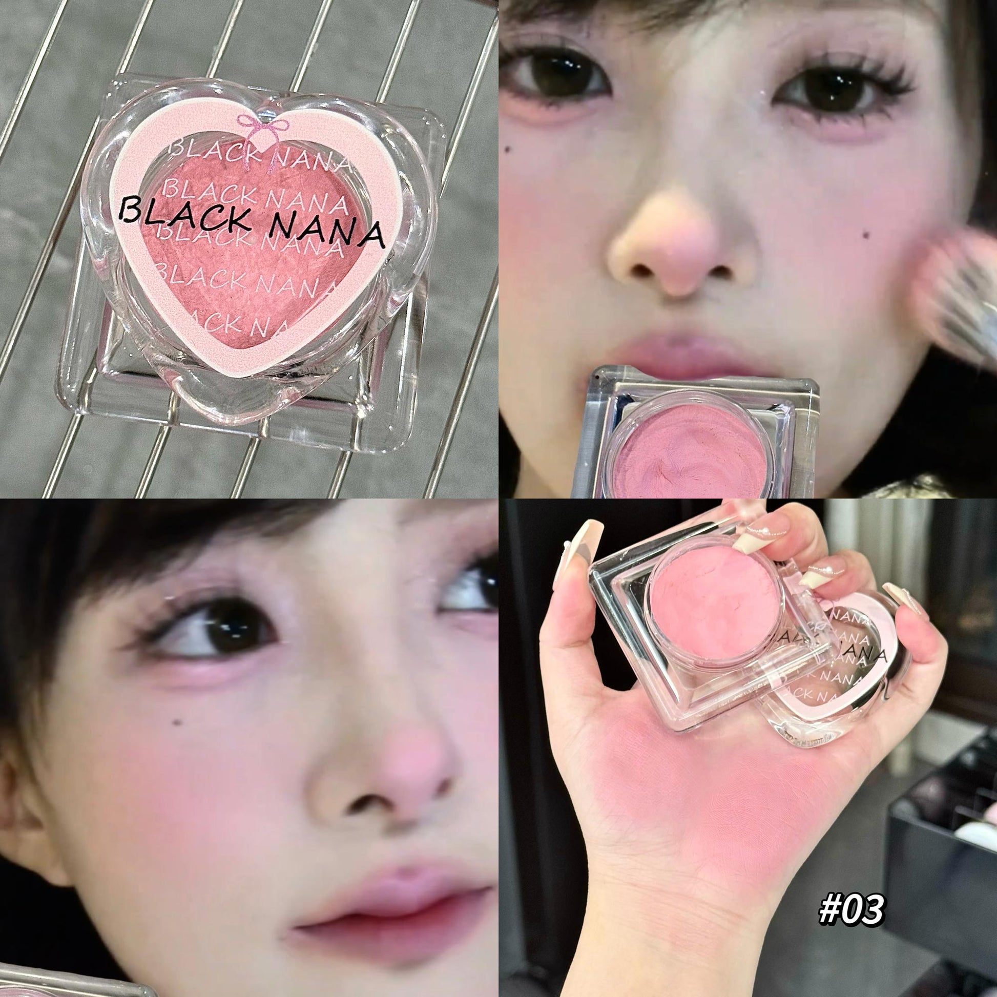 Love Heart Blush Cream  Fine Texture Natural Color Blush Cream for Brightening Special Packaging Design