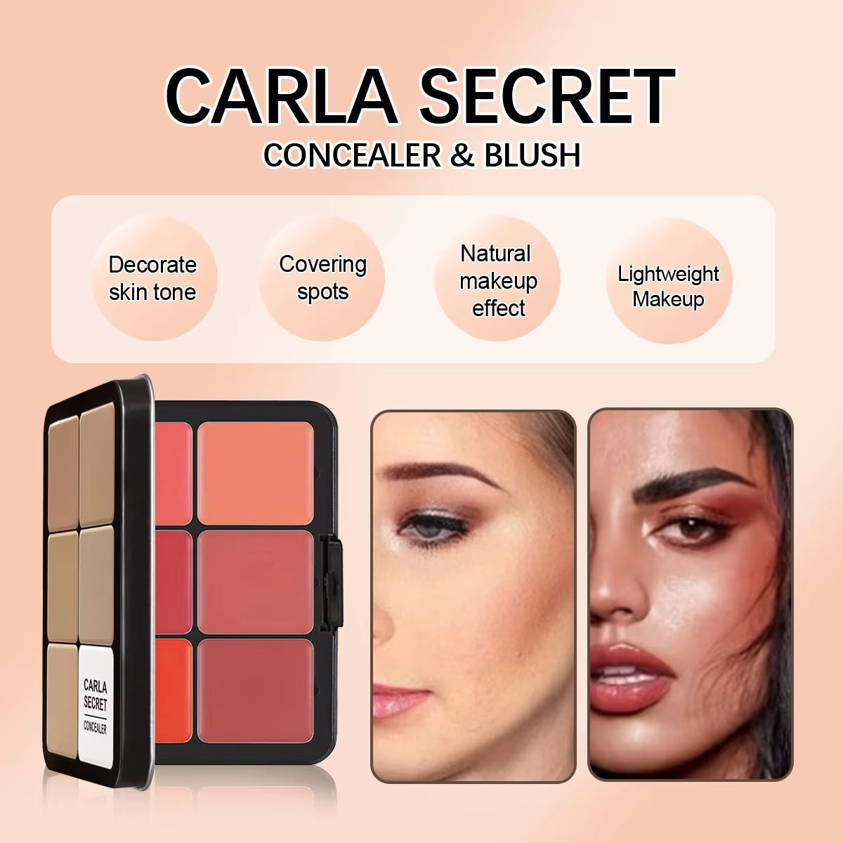12-Color Iron Box Concealer Blush Palette Matte Highlighter Contour Makeup Palette Creamy All-in-one Palette Face Cosmetics