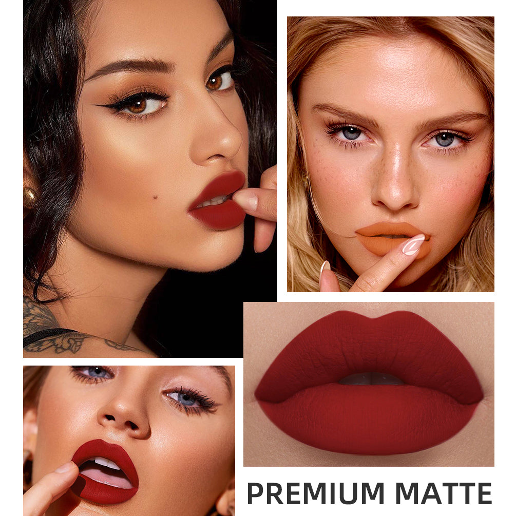 Sexy Red Matte Lip Gloss Long Lasting Velvet Liquid Lipstick Lip Makeup Women Beauty Nonstick Cup Waterproof Lipgloss