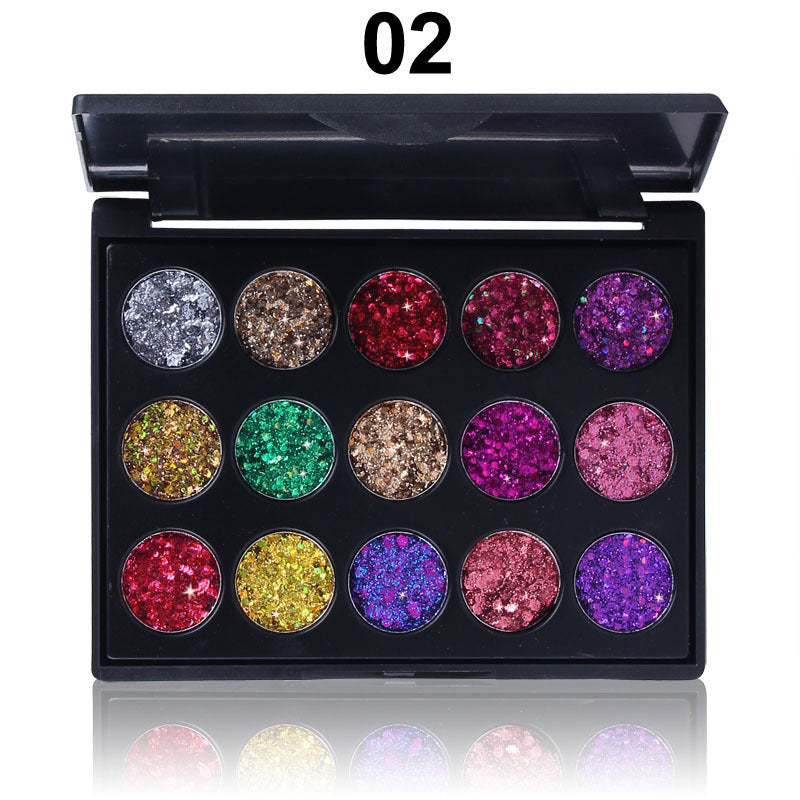 15 Colors Bright Crystal Eyeshadow Makeup Palette Glitter Glow Girl  Silver Red Rose Green Glitter Gel Color Eyeshadow Top Coat