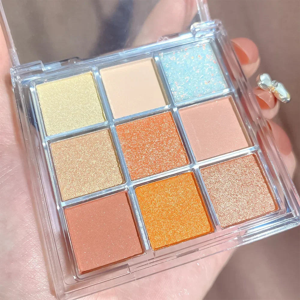 9 Colors Chocolate Eye Shadow Palette Pearly Matte Earth Color Eyeshadow Pallete Shiny Sequins Eye Pigments Lasting Makeup