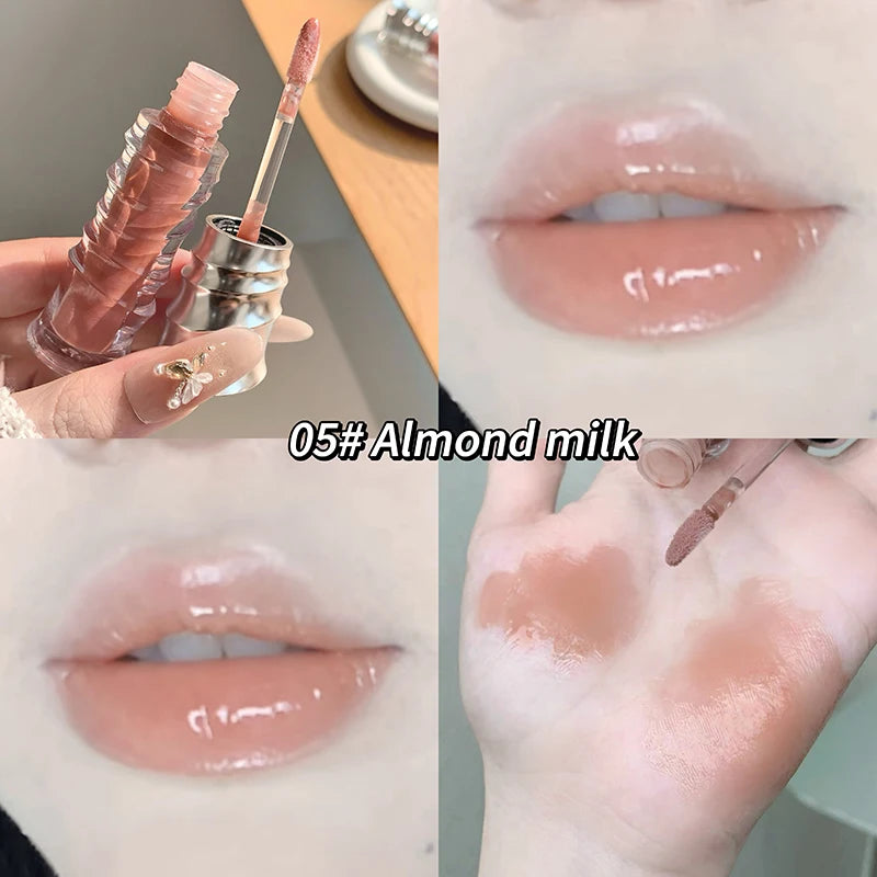 Fashion Shell Lip Gloss Long-lasting Hydrating Jelly Lip Oil Waterproof Non-fading Mirror Shimmer Blue Almond Lip Gloss Cosmetic