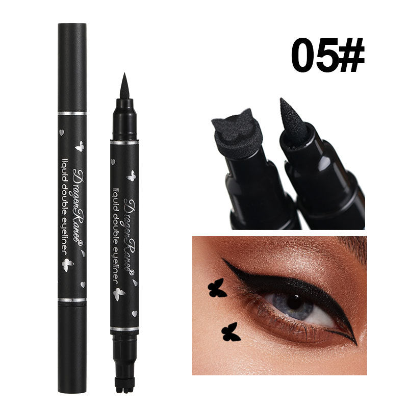 2 IN 1 Butterfly Seal Eyeliner Pen Star Moon Stamp Long-Lasting Waterproof Black Liquid Eye Liner Pencil