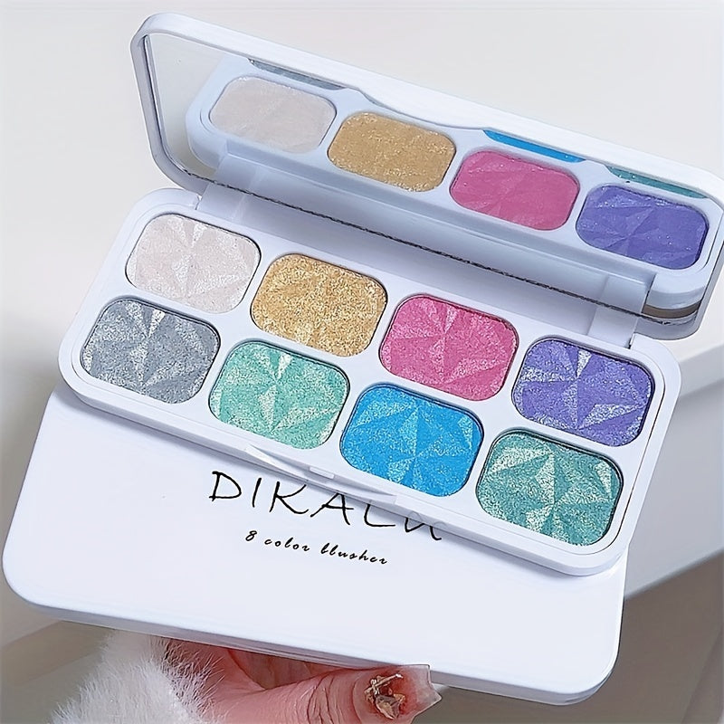 8-Color Glitter Eyeshadow Palette Diamond Shimmer Polarized Eye Makeup 3D Effect High Pigment Long-Lasting  Waterproof