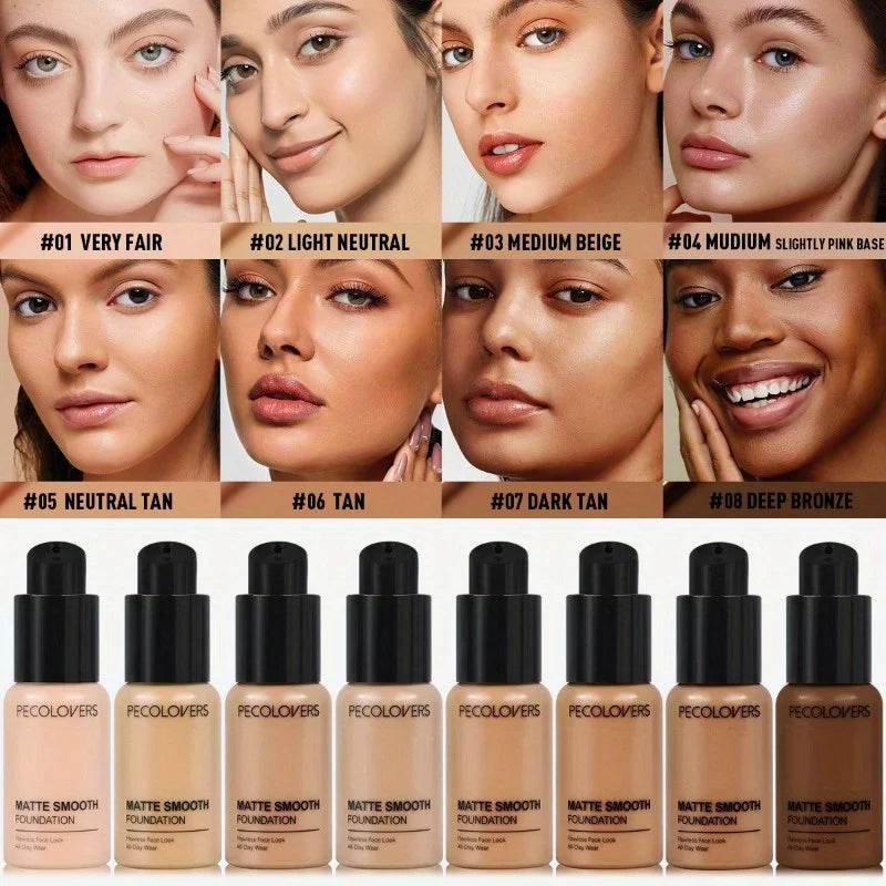 Full Coverage Concealer Foundation - Long-Lasting, Waterproof Natural Matte Finish for Flawless Skin Easy To Create Daily Makeup
