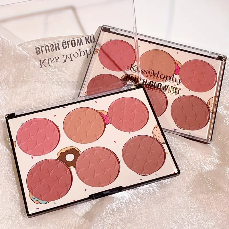 6-color blush palette matte waterproof natural long-lasting high-pigment brightening cute star print blush