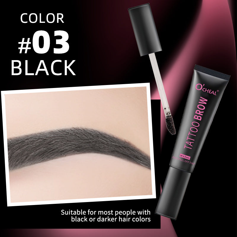 Waterproof Tattoo Brow Peel Off Tint with Stencils - Semi-Permanent Eyebrow Tint Lasts Up to 3 Days Easy to Apply Brow Makeup