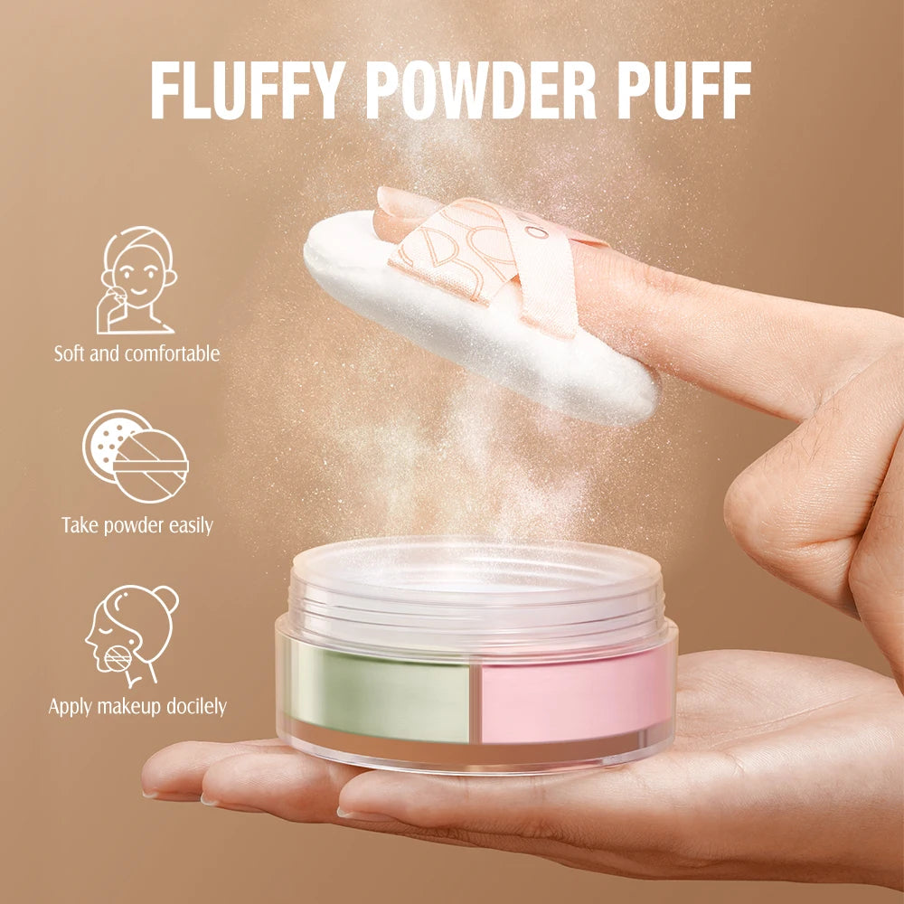 3 Color Loose Powder Hides Oil Pores Face Powder Blend Naturally Setting Powder Fix Lock Makeup Matte Finishing Powder