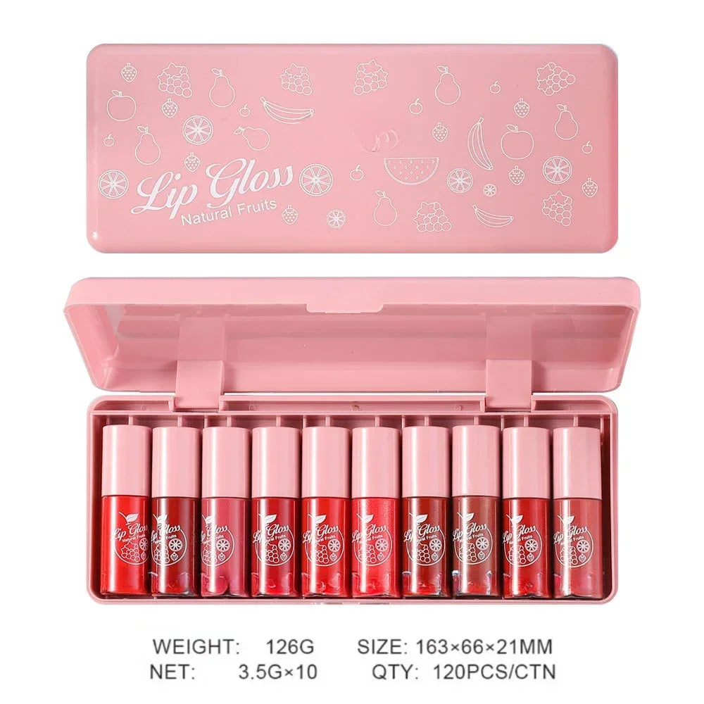 Mini 10 Colors Liquid Lip Gloss Waterproof Non-stick 24 Hours Long Lasting Velvet Matte Lipstick Lip Gloss Cosmetic Makeup Care