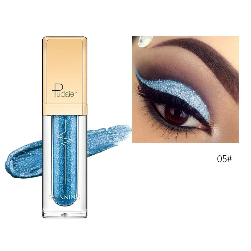New Make Up Liquid Eyeshadow Waterproof Glitter Pigments Purple Gold Metalic Women Beauty Gel Eye Shadow Cream 18 Colors Makeup