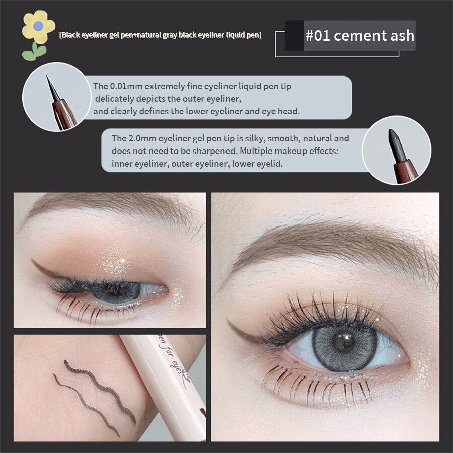 Double Head Eyeliner Pen Very Fine Tip Lying Silkworm Eye Brightening Waterproof And Durable Not Easy To Halo Dye Natural