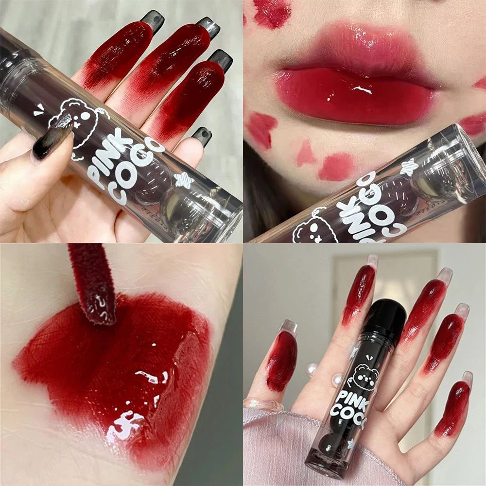 Dark Red Brown Mirror Lip Glaze Water Light Moisturizing Non-Fading Lip Gloss Highly Pigmented Sexy Liquid Lipstick Lip Cosmetic