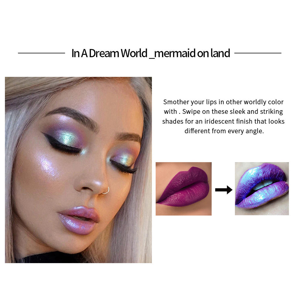 6 Colors Laser Holographic Lip Gloss Liquid Lipstick Mermaid Pigment Longlasting Glitter Lipgloss Waterproof Metallic Lip Makeup