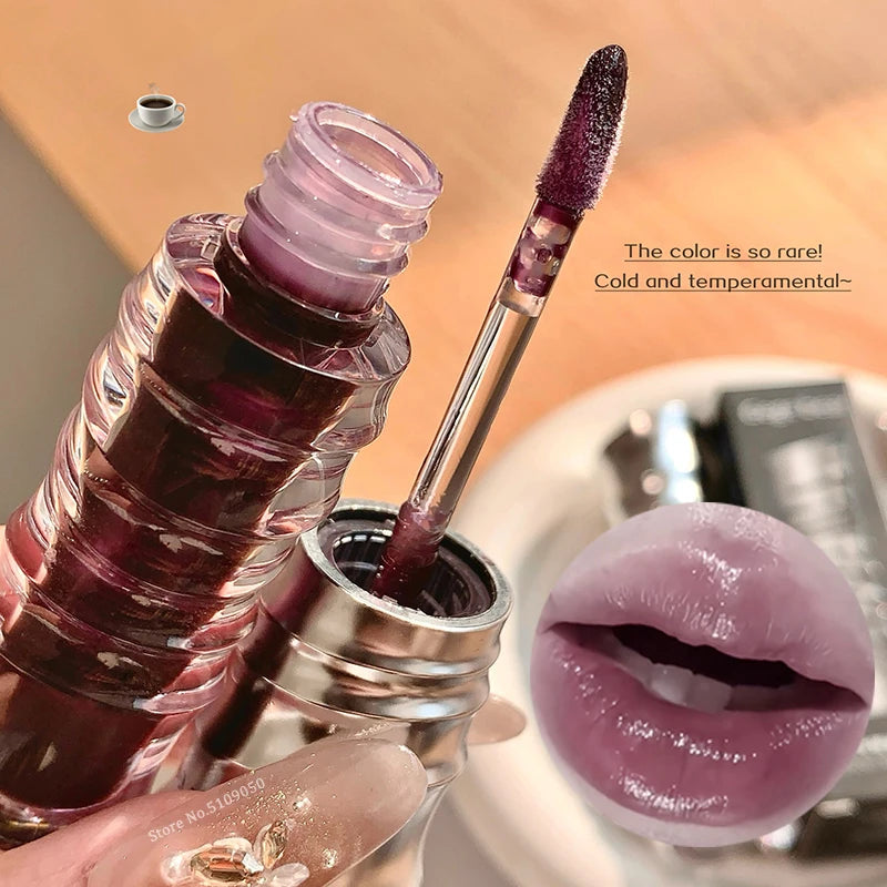 Fashion Shell Lip Gloss Long-lasting Hydrating Jelly Lip Oil Waterproof Non-fading Mirror Shimmer Blue Almond Lip Gloss Cosmetic
