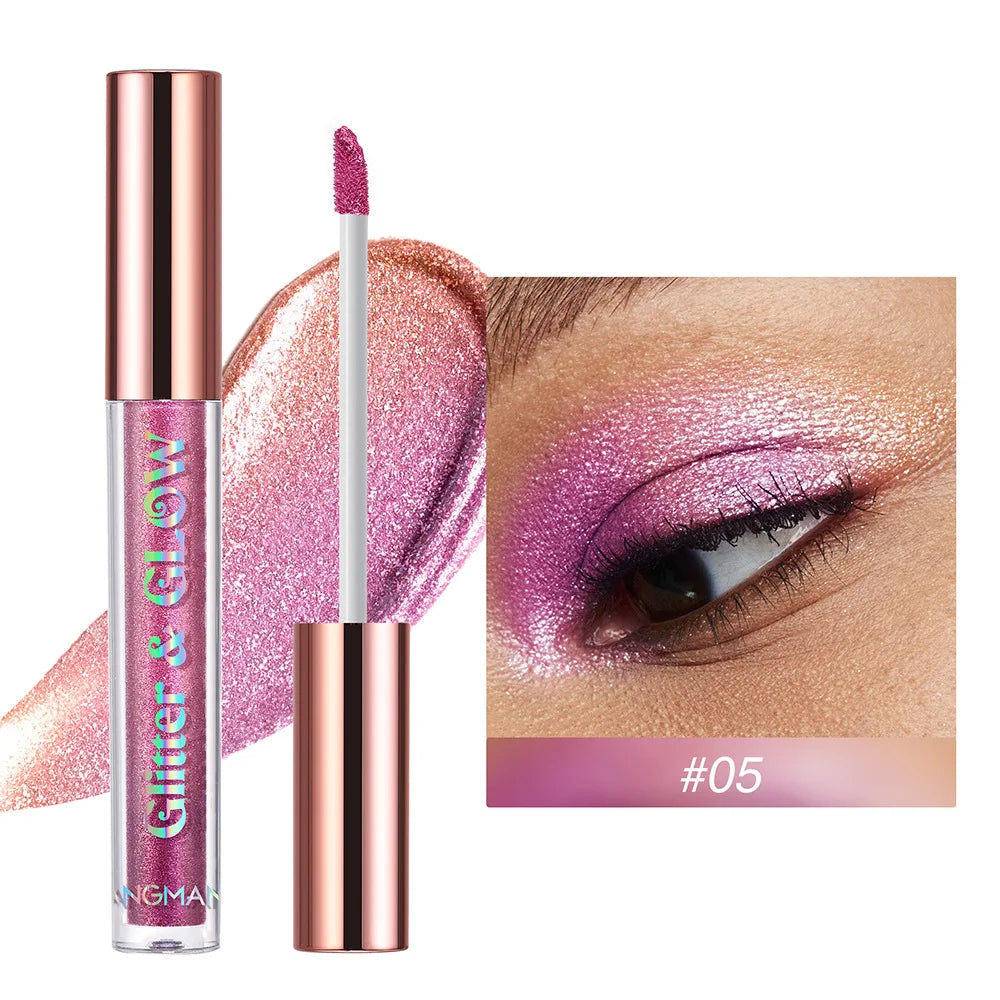 Women Pearlescent Face Liquid Eyeshadow Highlighter Shiny Eyeliner Glitter Eyeshadow Waterproof Brighten Eyes Makeup