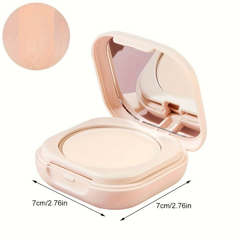 Milk Tea Waterproof Compact Powder - Full Coverage Contour and Concealer Matte Finish Double-Layer Portable Setting Powder