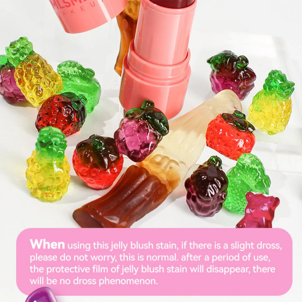 2PCS Jelly Lip&Cheek Tint Set 2 in1 Blush Lip Gloss Stick Hydrating Long-Lasting Refreshing Face Contouring Cream Stick