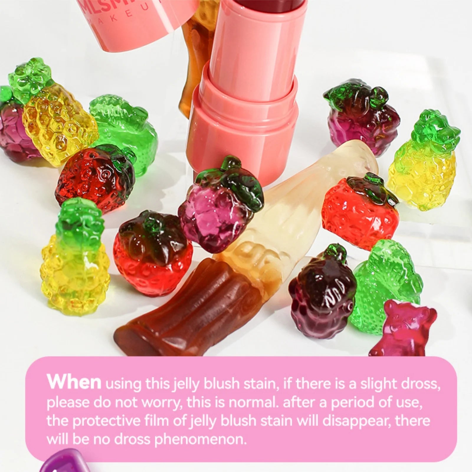 2PCS Jelly Lip&Cheek Tint Set 2 in1 Blush Lip Gloss Stick Hydrating Long-Lasting Refreshing Face Contouring Cream Stick