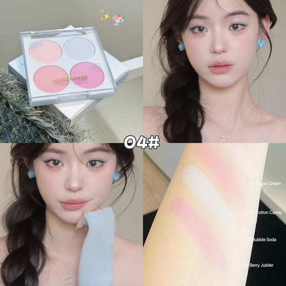 4 Colors Blush Powder Face Makeup Set Mixed Sweet Warm Colors Matte Cheek Powder Facial Beauty Cosmetic Makeup Blush