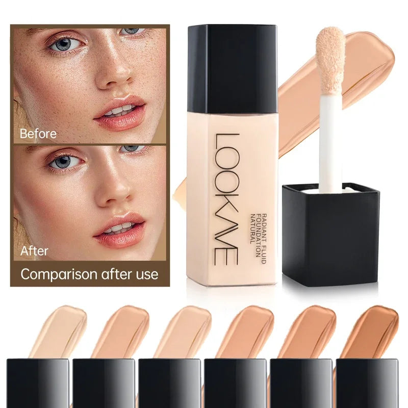 Full Cover Matte Foundation Lasting Moisturizing Brighten Concealer Liquid Foundation Waterproof  Base Makeup Cosmetics