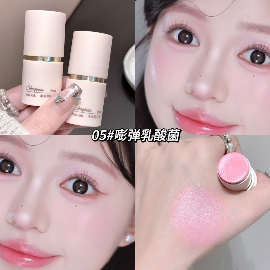 Cream Blush Stick - Watery Glow Long-Lasting Natural Tint Korean-Style Cheek Makeup for Fresh Look