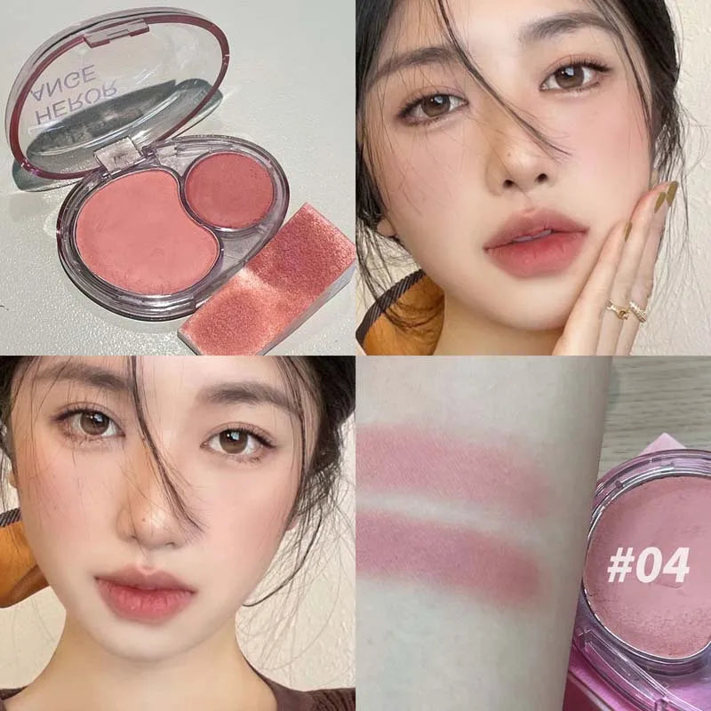 Two-tone Blusher Cream Vibrant Red Pink Cheek & Lip Mud Shrink Expansion Grey Rose Color Natural Nude Brown Makeup Matte Rouge