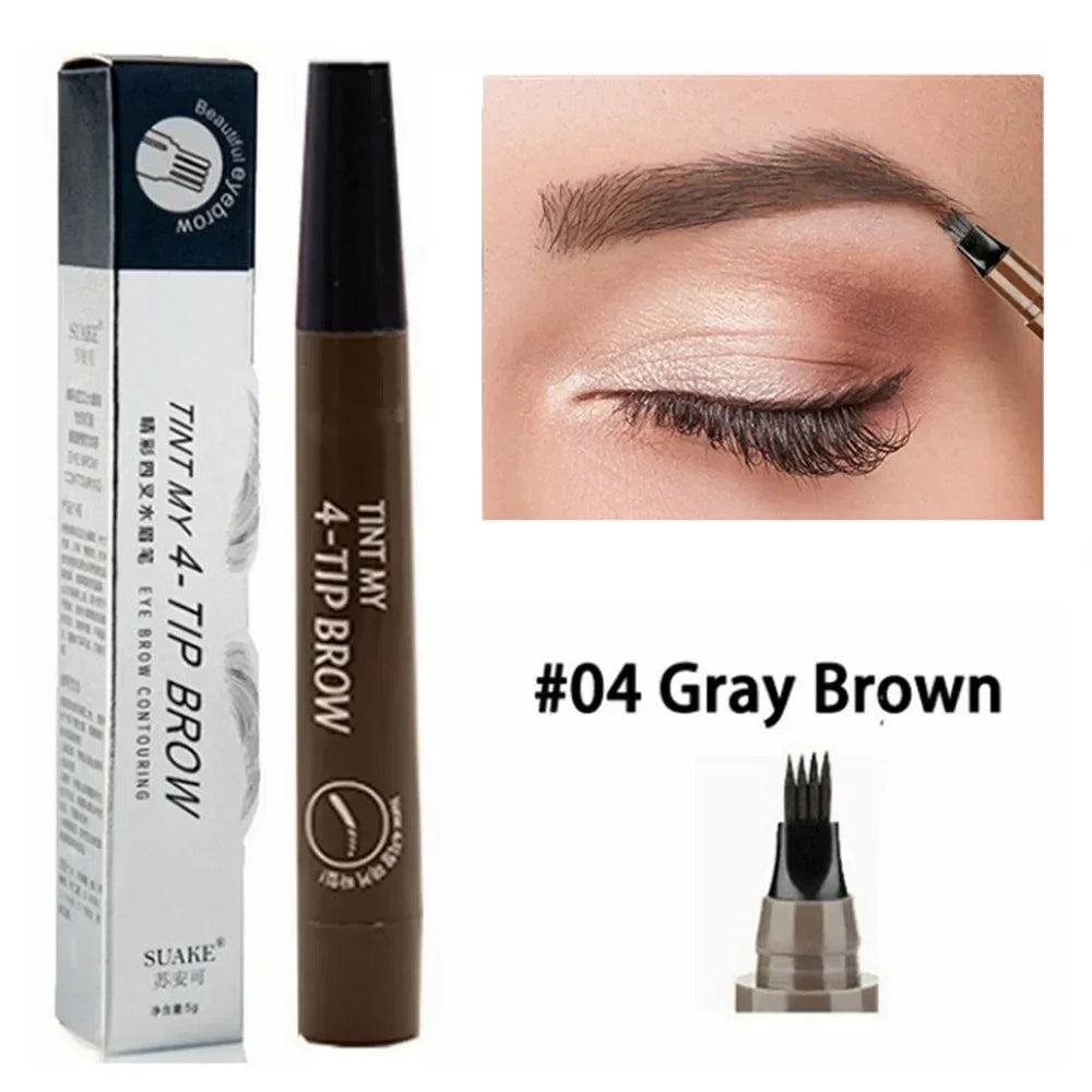 2 Pack 4 Point Eyebrow Pen 4 Prong Tip Eyebrow Pen 4 Fork Eyebrow Pencil Waterproof Liquid Eyebrow Pencil Long Lasting Like Real