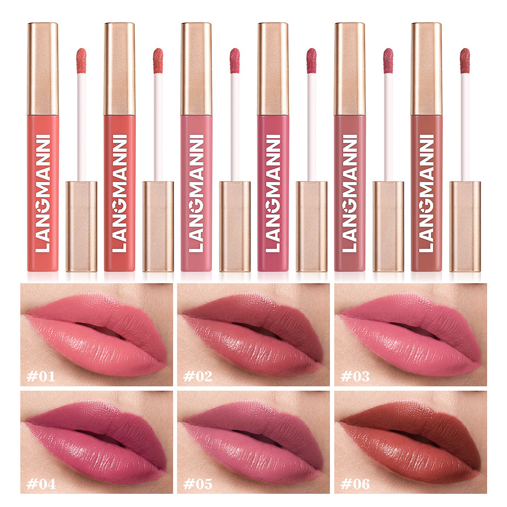 6pcs Matte Velvet Liquid Lipstick Set Long Lasting Color Waterproof and Sweatproof Not Easy to Stain Lip Gloss Set