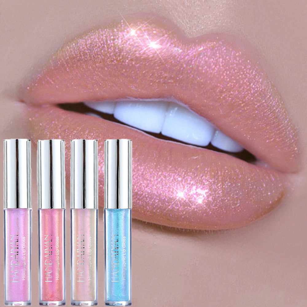 6 Colors Laser Holographic Lip Gloss Liquid Lipstick Mermaid Pigment Longlasting Glitter Lipgloss Waterproof Metallic Lip Makeup
