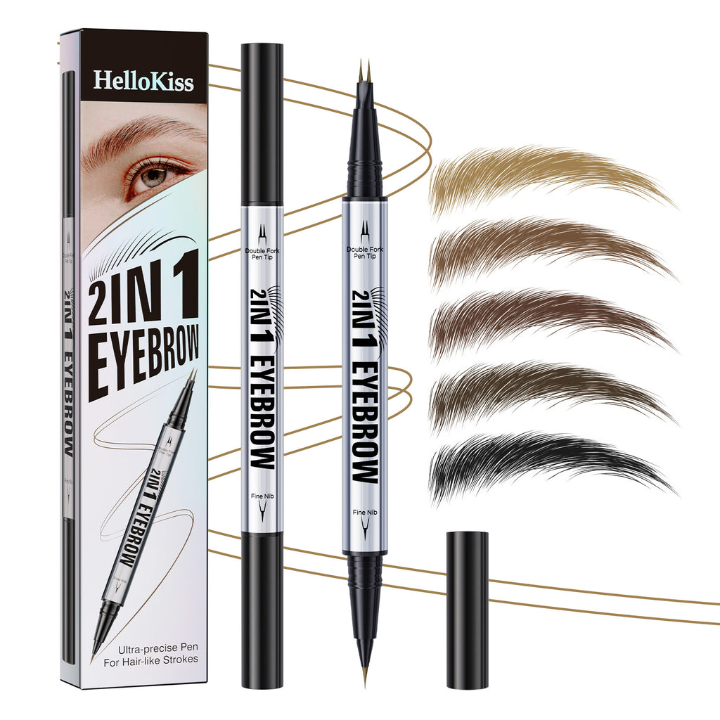 Two-pronged Eyebrow Pencil Waterproof Two-in-one Liquid Eyebrow Pencil Curved Eyebrow Pen With Fork And Precise Brush Tip Makeup