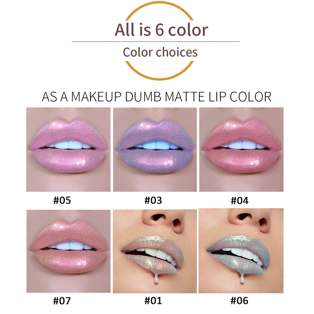 6 Colors Laser Holographic Lip Gloss Liquid Lipstick Mermaid Pigment Longlasting Glitter Lipgloss Waterproof Metallic Lip Makeup